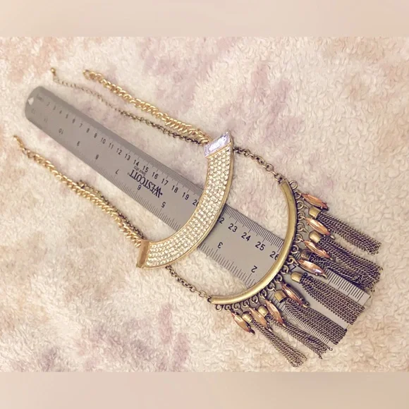 Two Statement Necklaces, Both Unmarked, Retro Costume Jewelry, 1 Gold & 1 Bronze - Picture 15 of 16